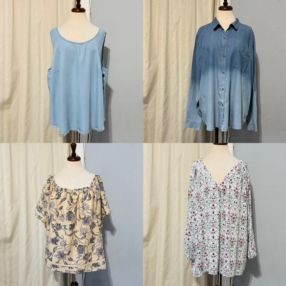 St. John's Bay Women Long Sleeve Casual Relaxed Fit 3X Bundle of 4 - Many Brands